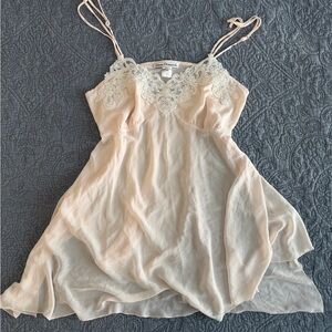 Vintage Lace Trim Silk Chemise Slip - Cream by Linea Donatella
